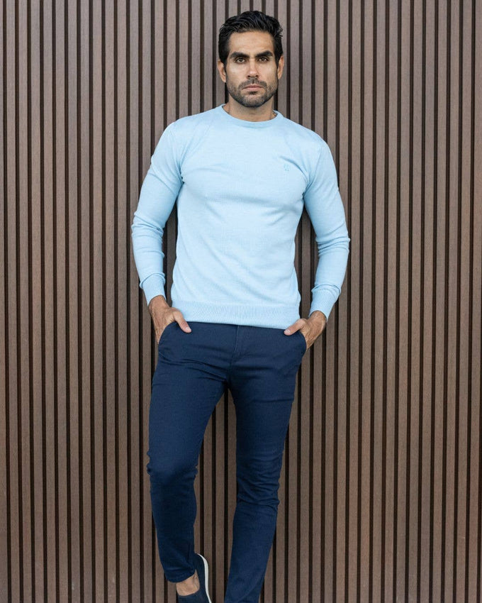 Maglione girocollo in cotone Pima Blue Sky