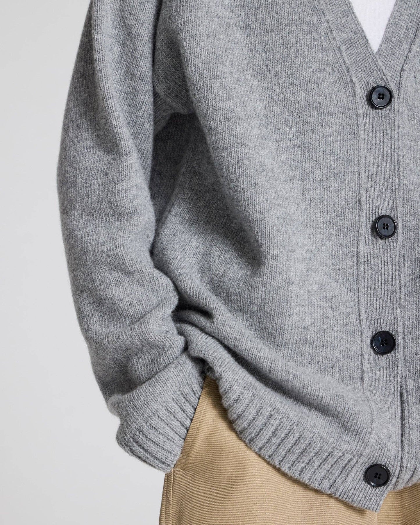 Cardigan Edith in lana d’agnello grigio mélange