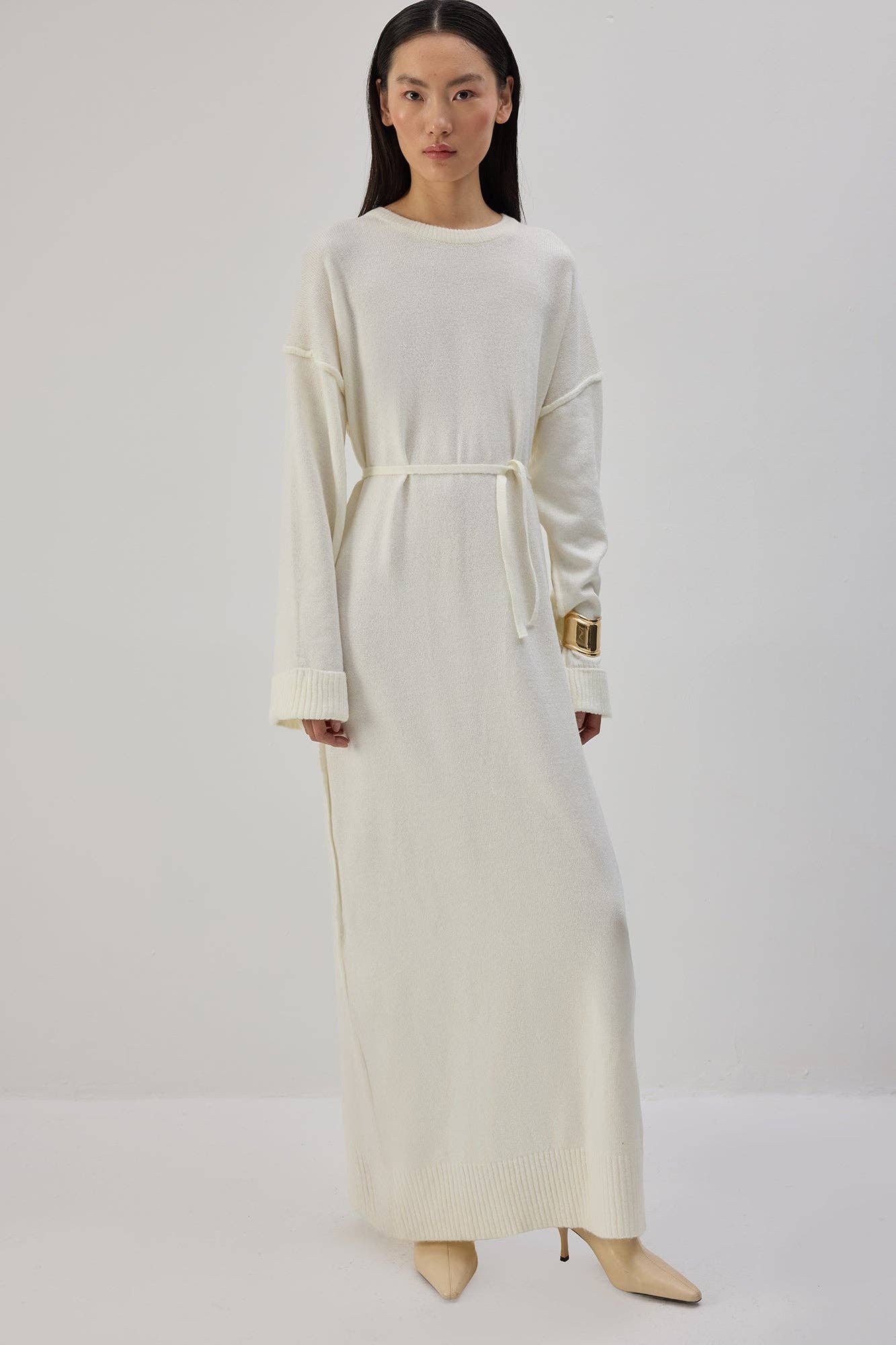 Abito maxi in maglia con dettaglio fiocco