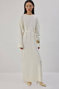 Abito maxi in maglia con dettaglio fiocco