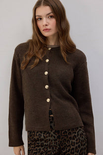 Cardigan corto con bottoni dorati