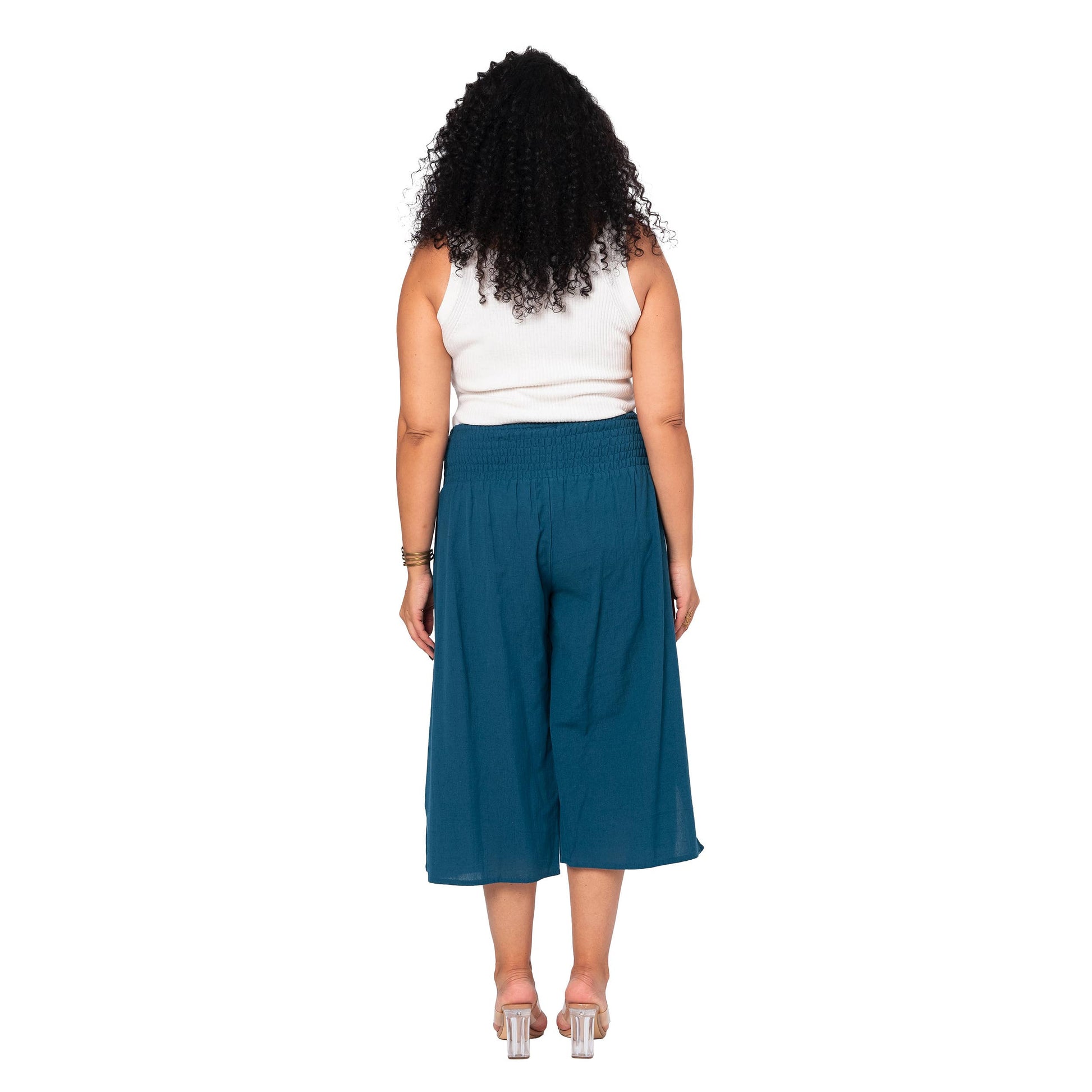 Pantaloni culotte estivi in cotone e lino plus size