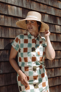 Abito camicia Loren a quadri ikat in cotone