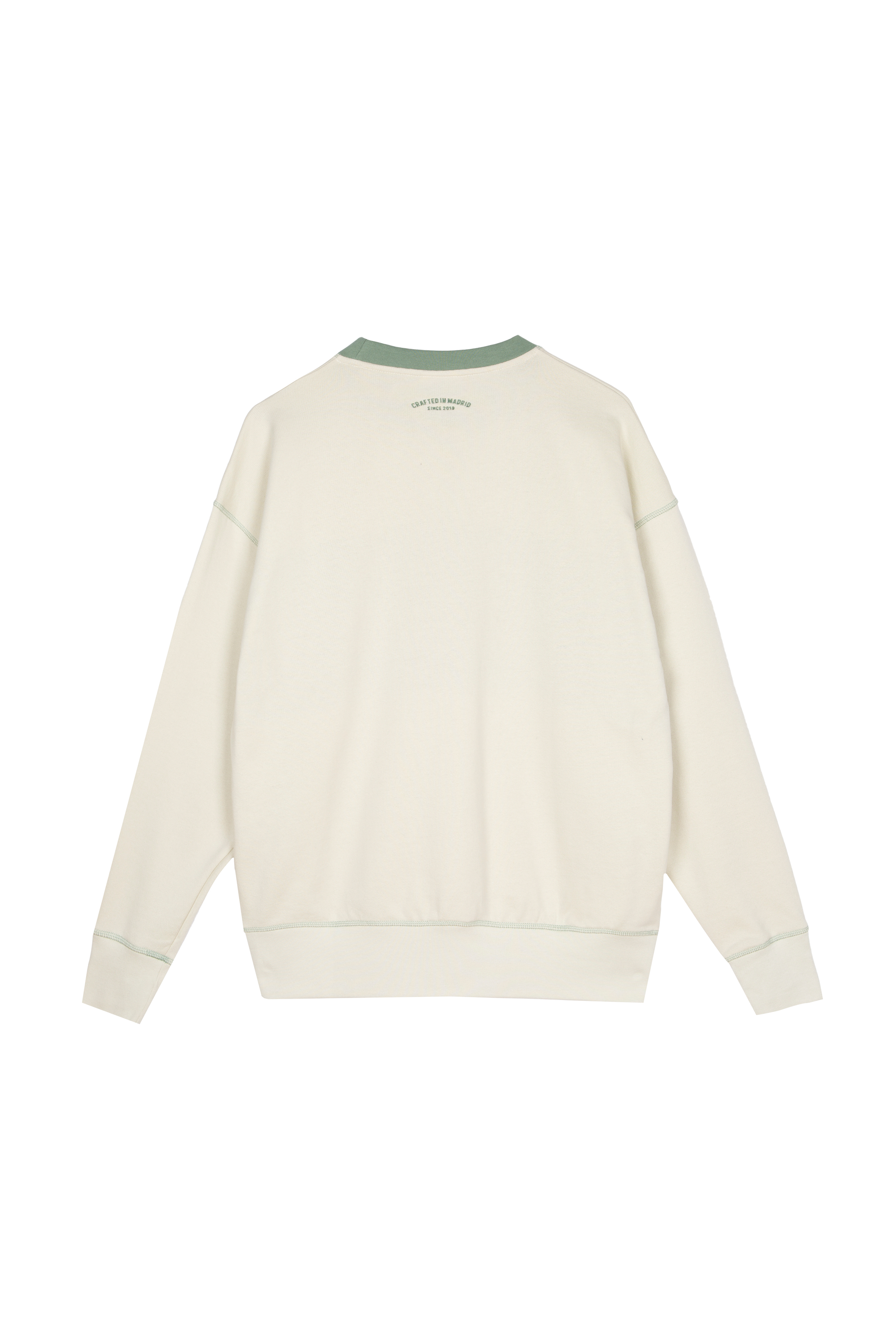 Felpa girocollo color block verde e beige old school