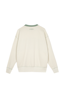 Felpa girocollo color block verde e beige old school