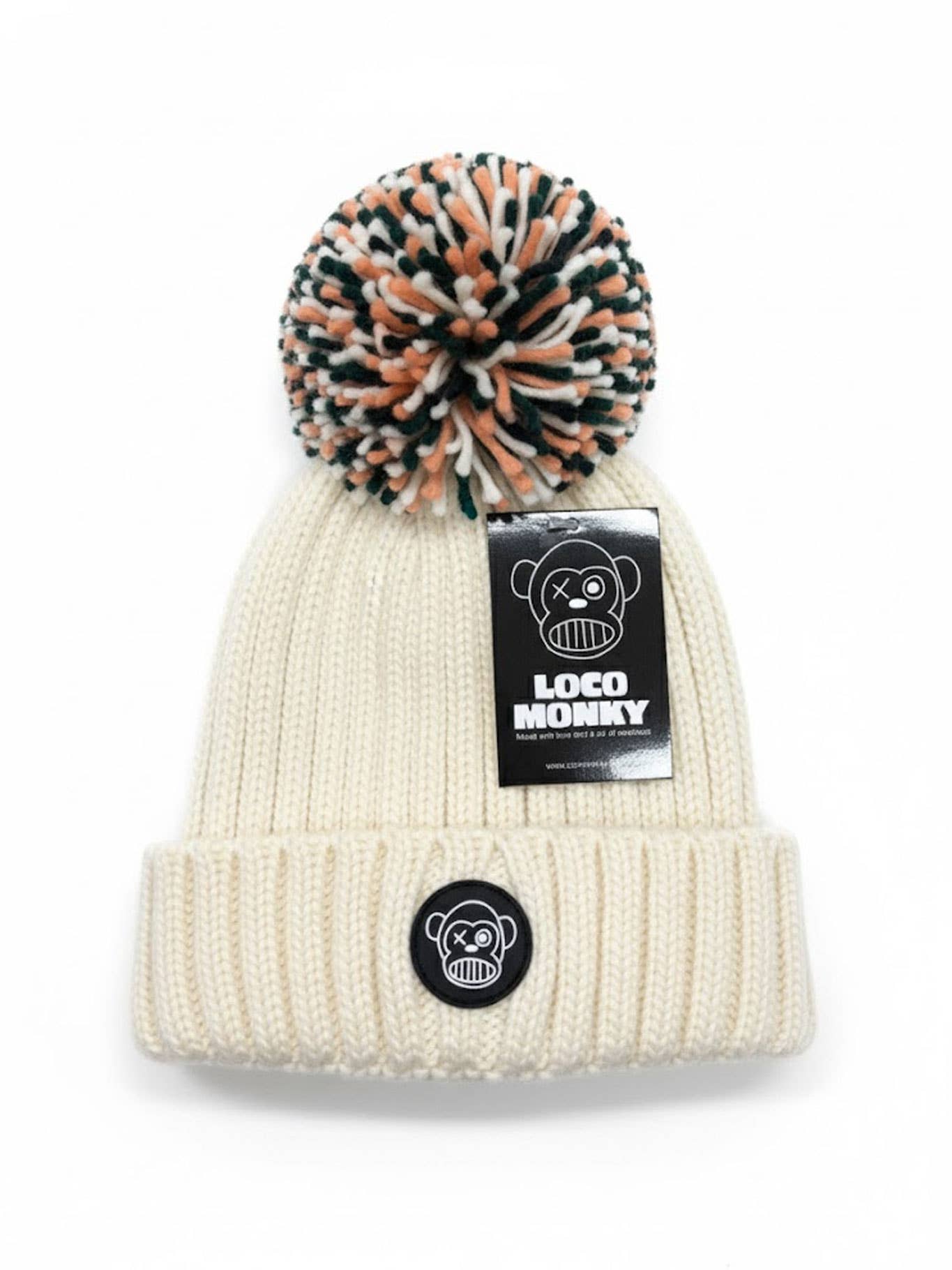 Berretto a costine con pompon e interno in eco-pelliccia