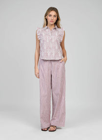 Camicia rossa Senaly a righe con dettagli gioiello