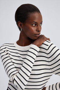 Maglione a righe in maglia a coste