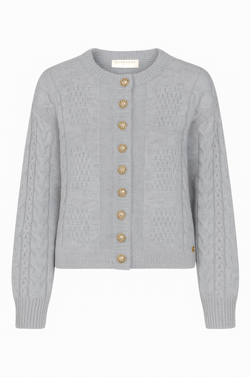 Cardigan corto in maglia con bottoni dorati
