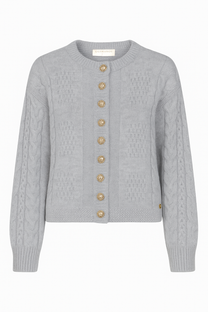 Cardigan corto in maglia con bottoni dorati