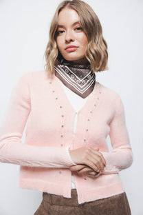Giacca in maglia con pietre a contrasto