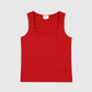 Top a coste rosso con scollo quadrato