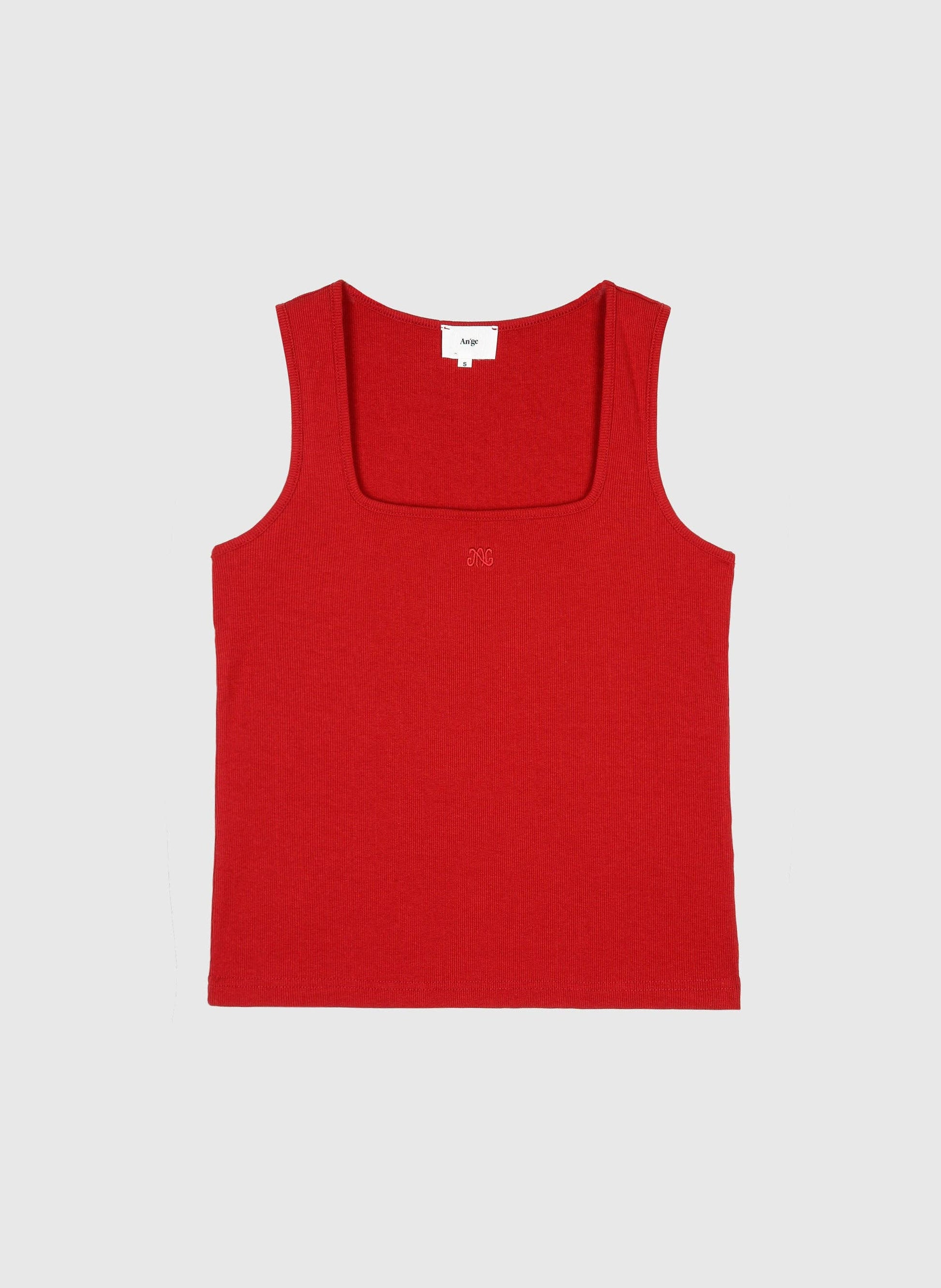 Top a coste rosso con scollo quadrato