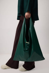 Borsa shopper oversize in ecopelle verde