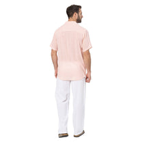 Camicia estiva a maniche corte in cotone rosa