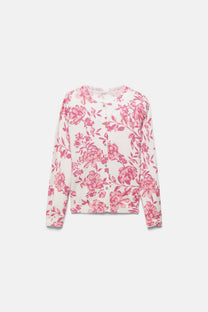Cardigan in maglia con motivo floreale