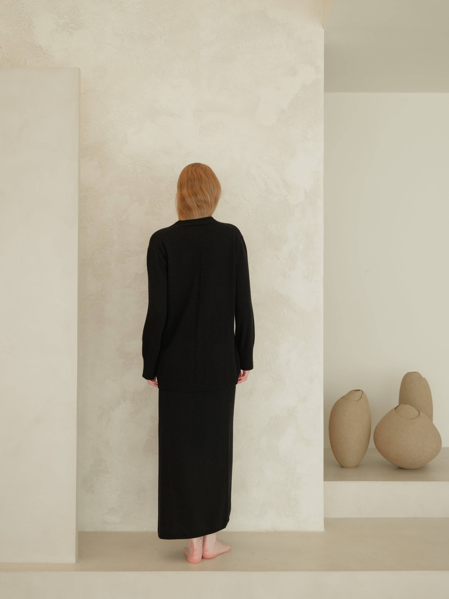 Maxi cardigan con scollo a V in misto cashmere