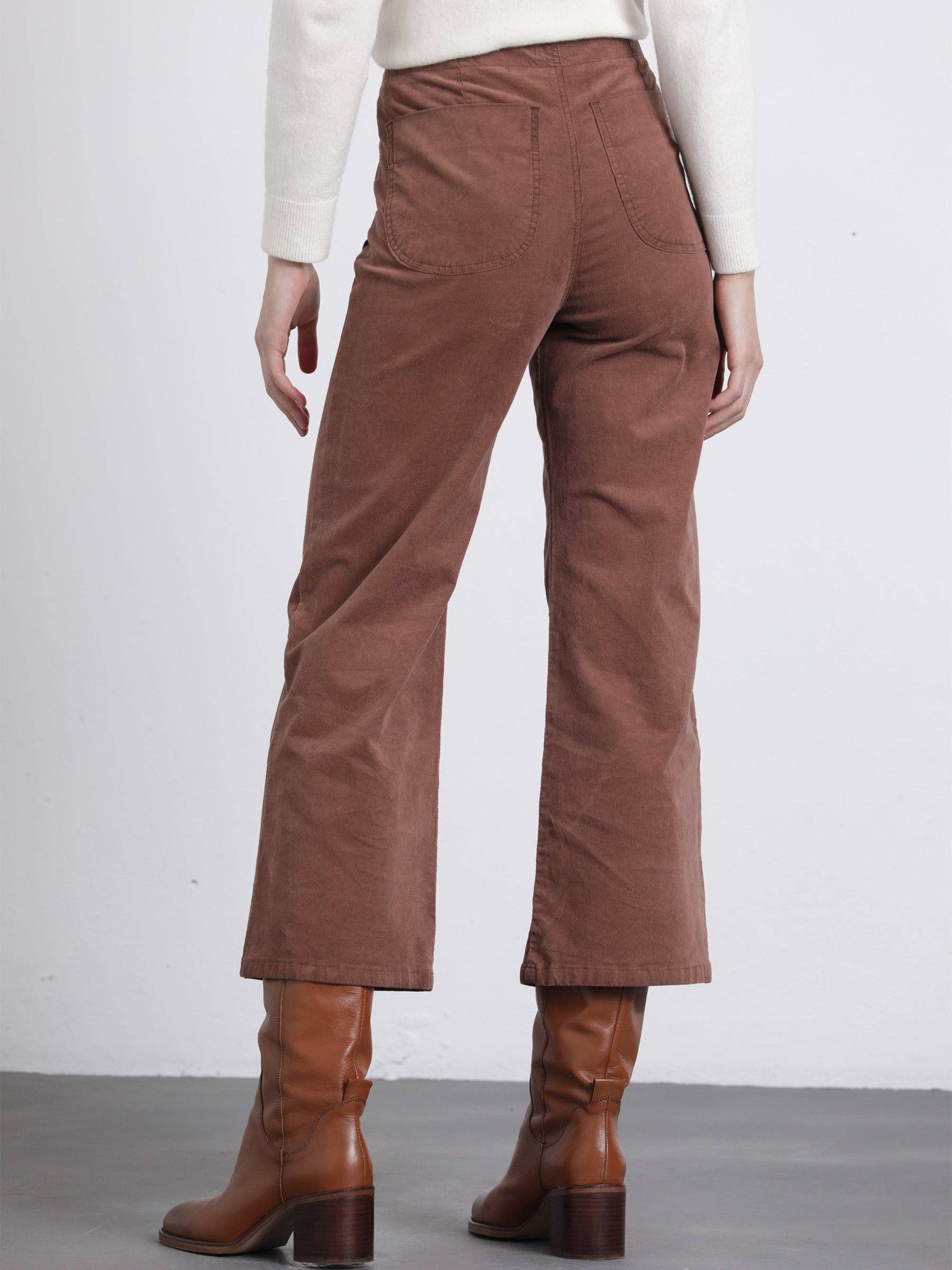 Pantaloni in bombazine a vita alta