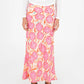Gonna maxi floreale rosa in lino