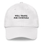 Cappellino in cotone ricamato “Will Travel for Cocktails”