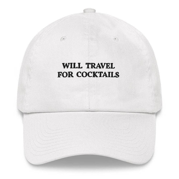 Cappellino in cotone ricamato “Will Travel for Cocktails”