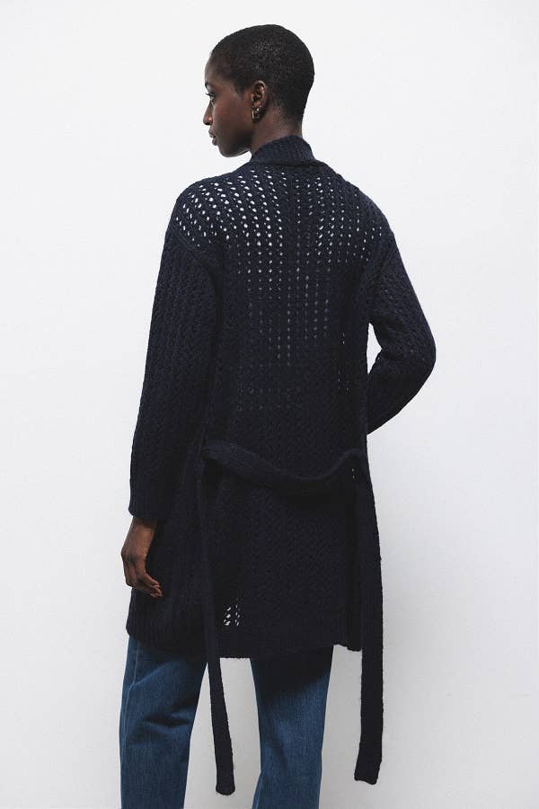 Cardigan in maglia strutturata con cintura