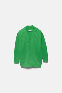 Maglione a maglia rasata con scollo a V