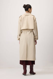 Trench doppiopetto in twill di cotone color crema