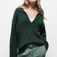 Maglione in maglia rasata con collo polo