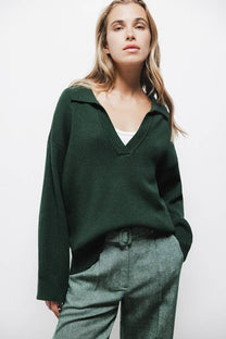 Maglione in maglia rasata con collo polo