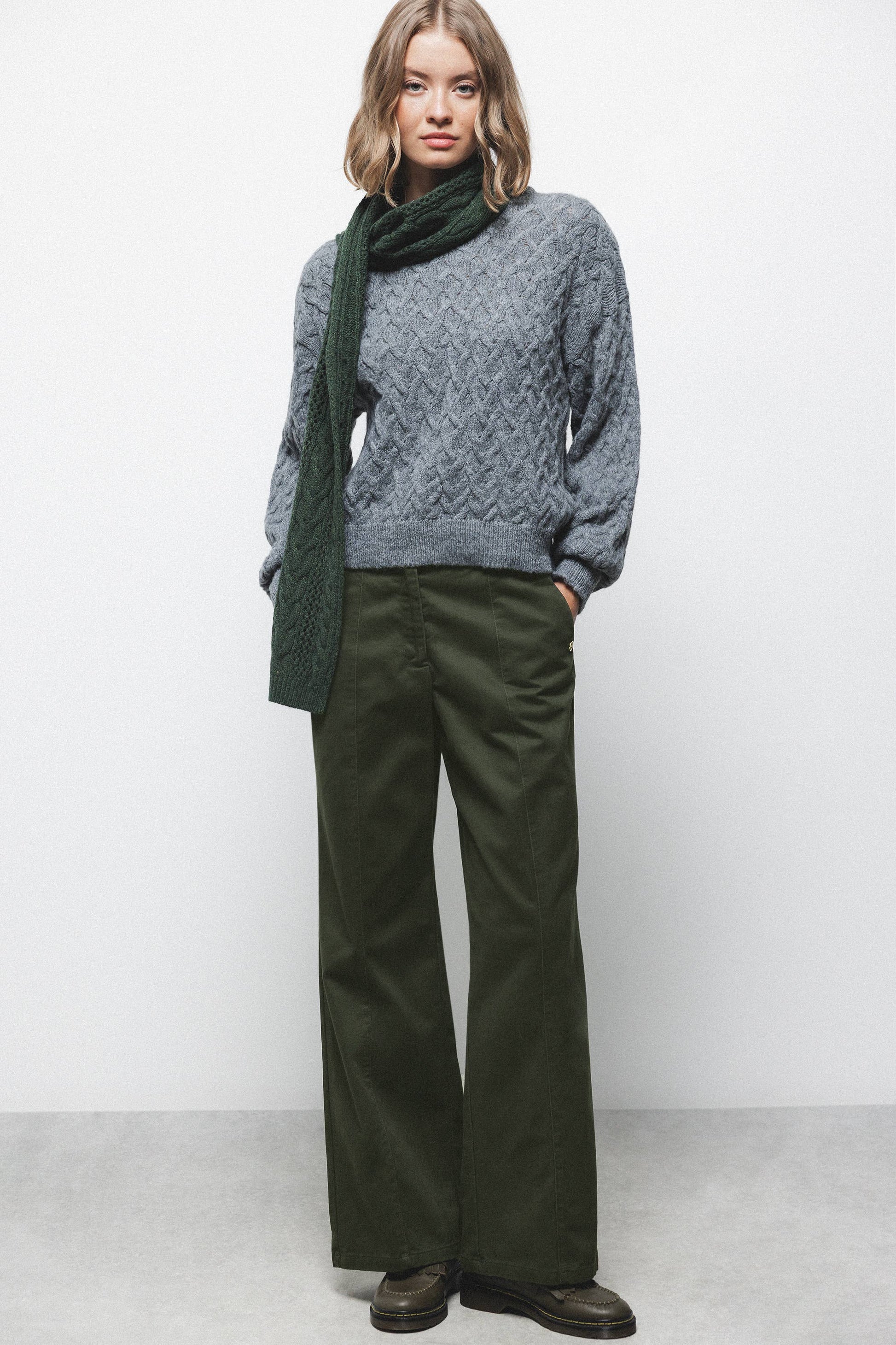 Pantaloni palazzo in cotone verde
