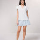 Blusa fluida con scollo a V e maniche arricciate
