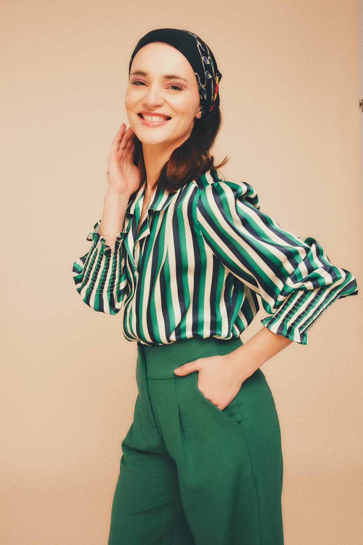 Camicia a righe Pluton con collo smoking