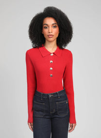 Maglione polo a coste rosso Nabi