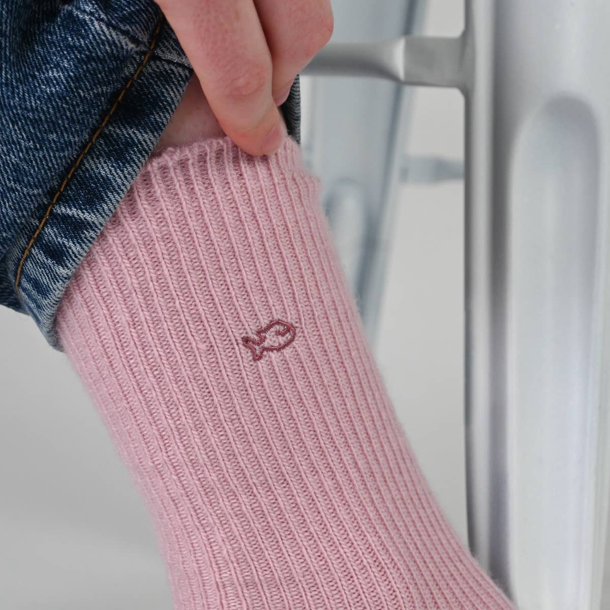 Calze in lana e angora rosa