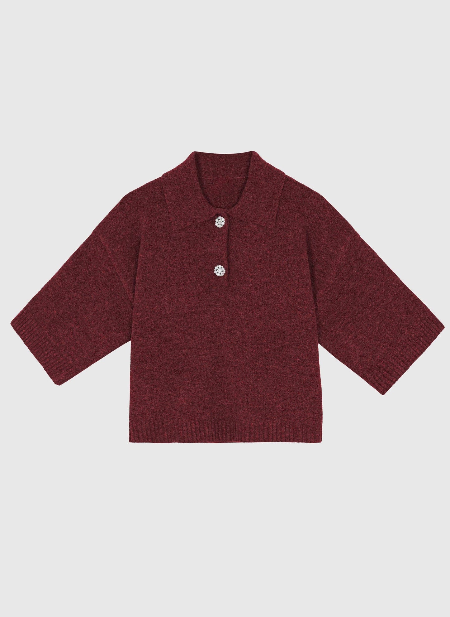 Maglione Norea color lampone con collo polo