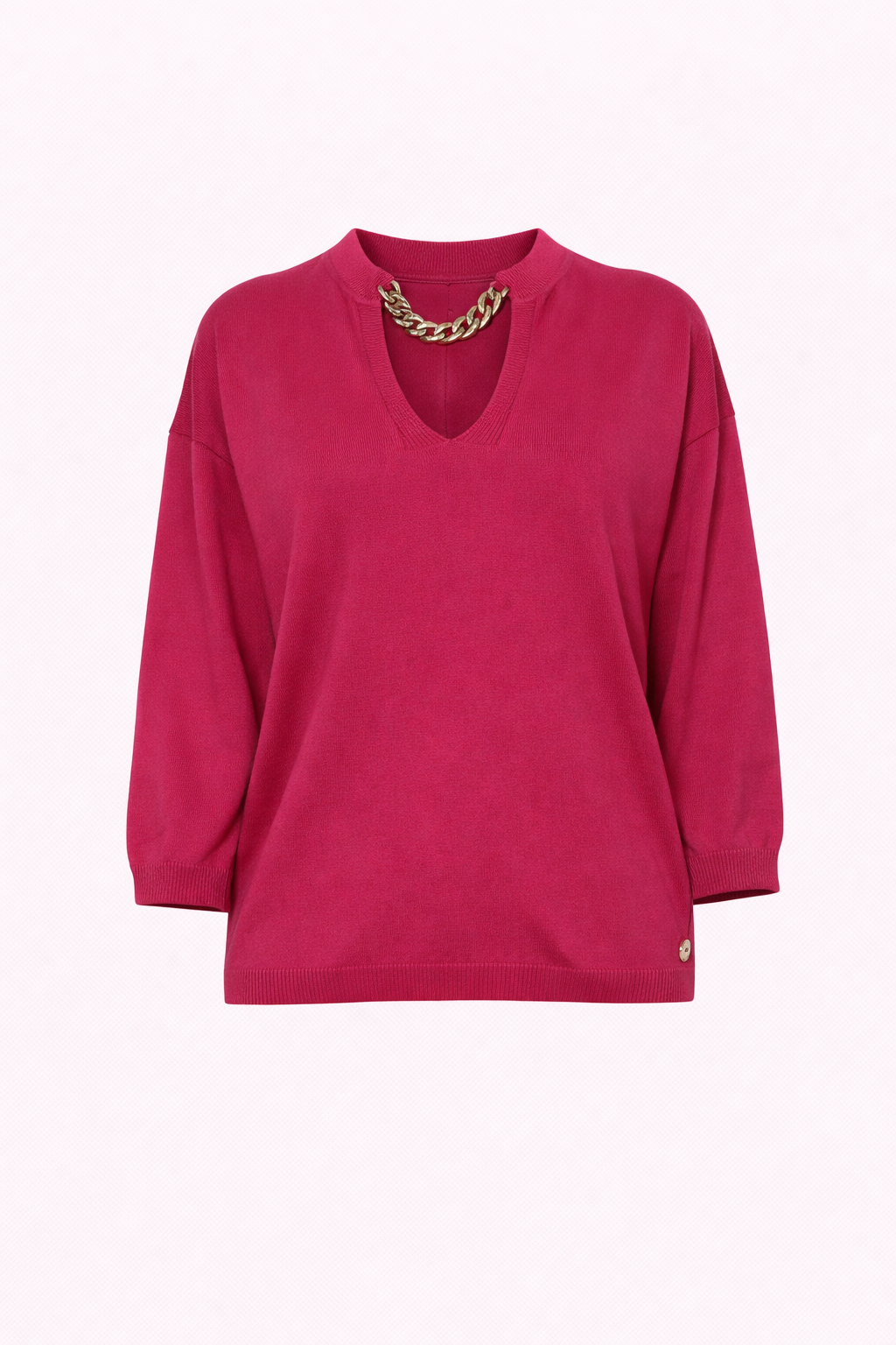 Maglia morbida con scollo a V e dettaglio catena