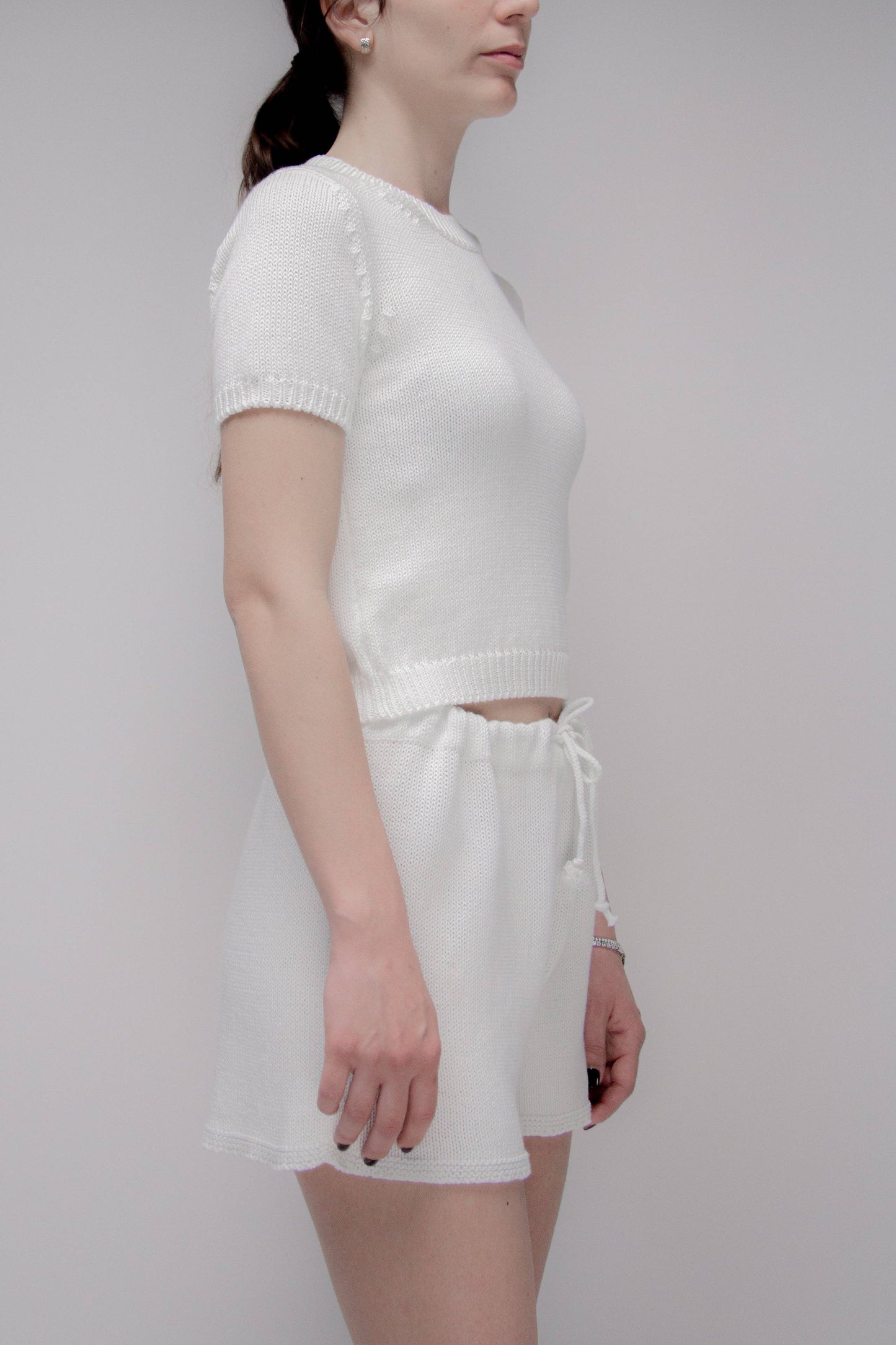 T-shirt in maglia di cotone a trama spessa