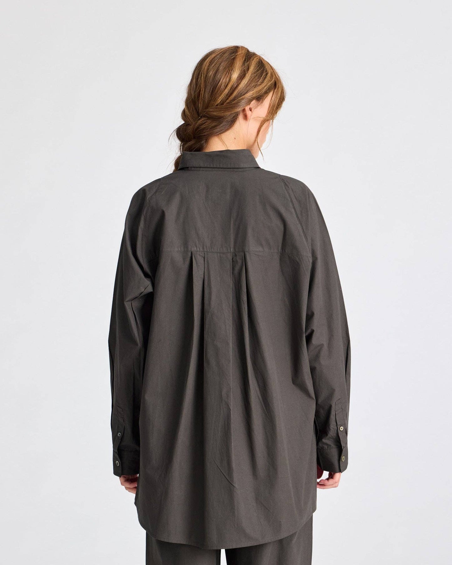 Camicia lunga in popeline con manica raglan