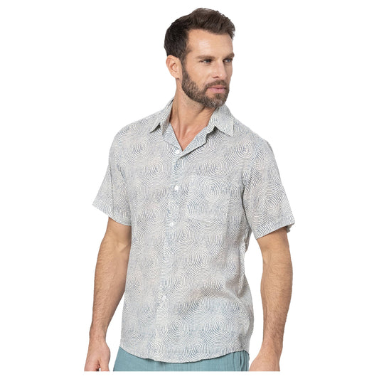 Camicia estiva uomo a maniche corte in voile di cotone