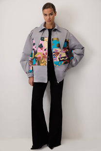 Giacca bomber in raso con zip
