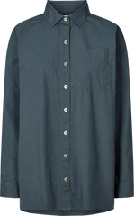 Camicia lunga in popeline con maniche raglan blu denim