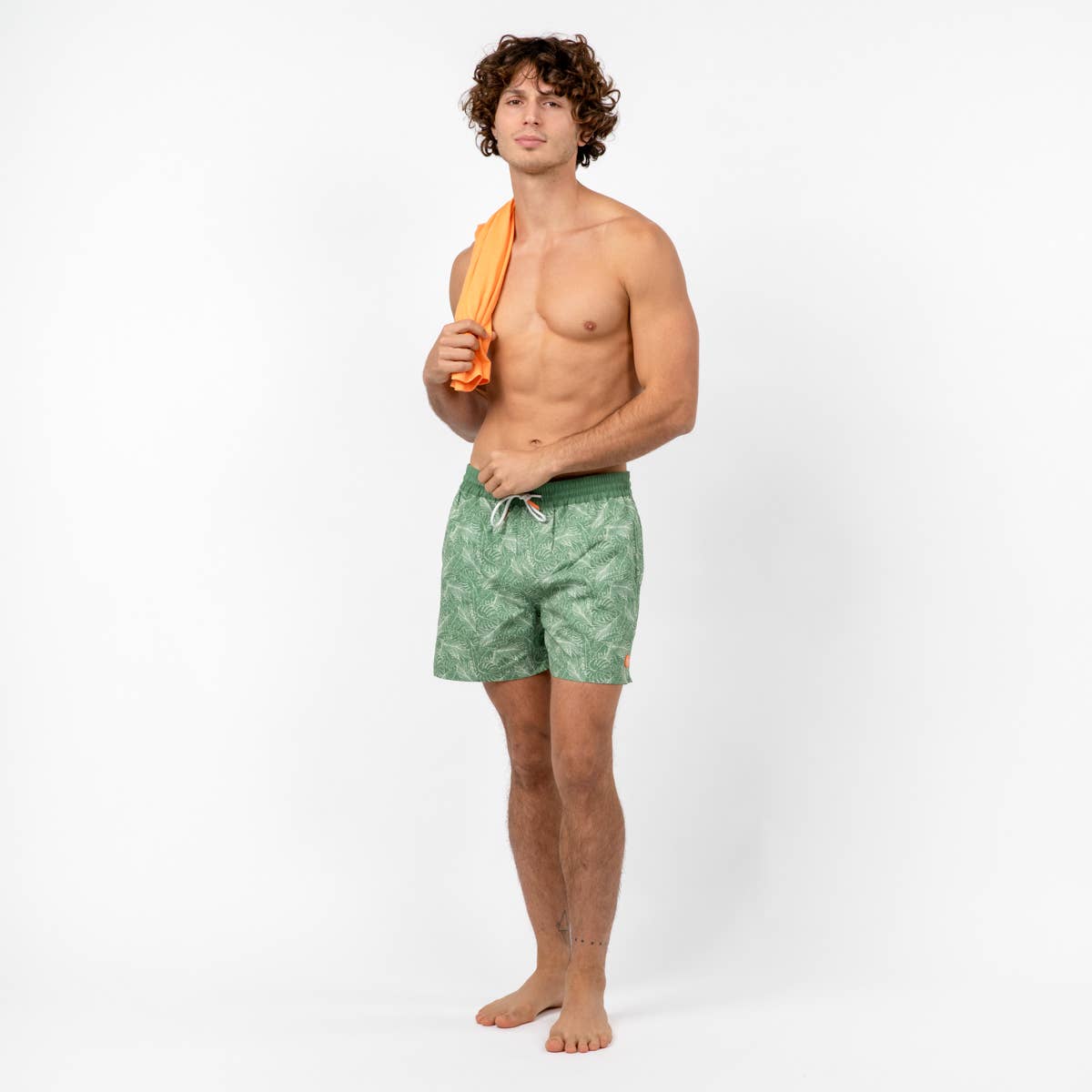 Costume da bagno in poliestere riciclato con stampa foglie