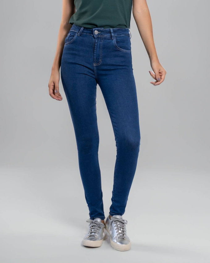 Jeans skinny elasticizzati blu marino da donna