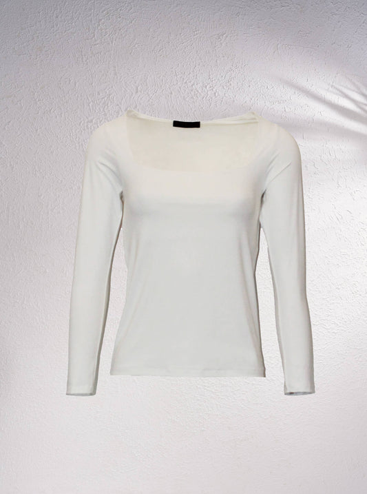 Maglione base aderente a maniche lunghe con scollo quadrato