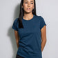T-shirt donna in cotone antimacchia con logo blu