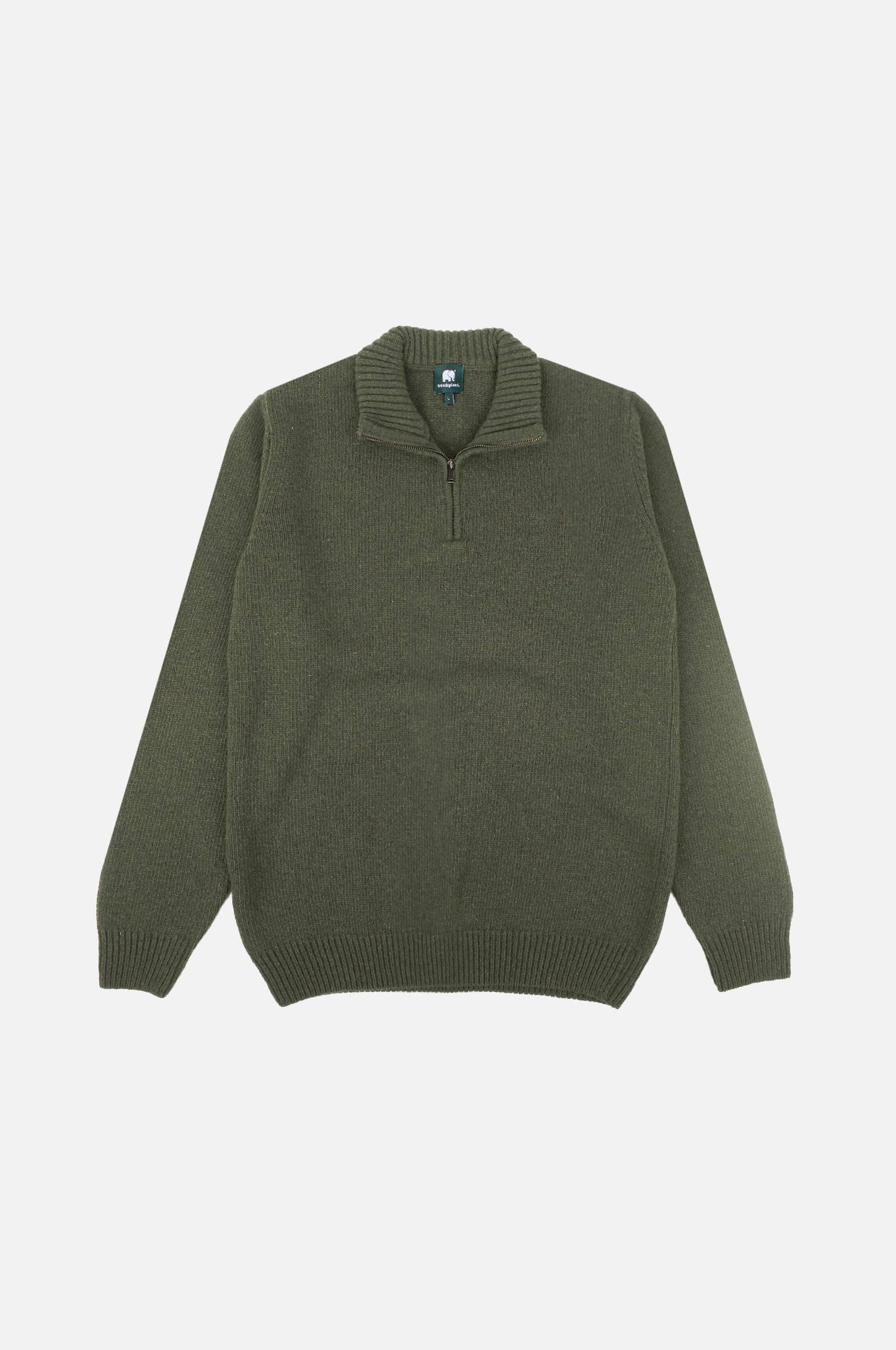 Maglia uomo in lana jacquard con zip a quarto color salvia