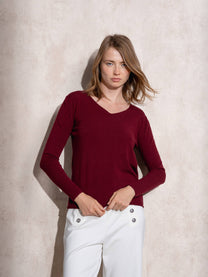 Maglia basic in viscosa con scollo a V