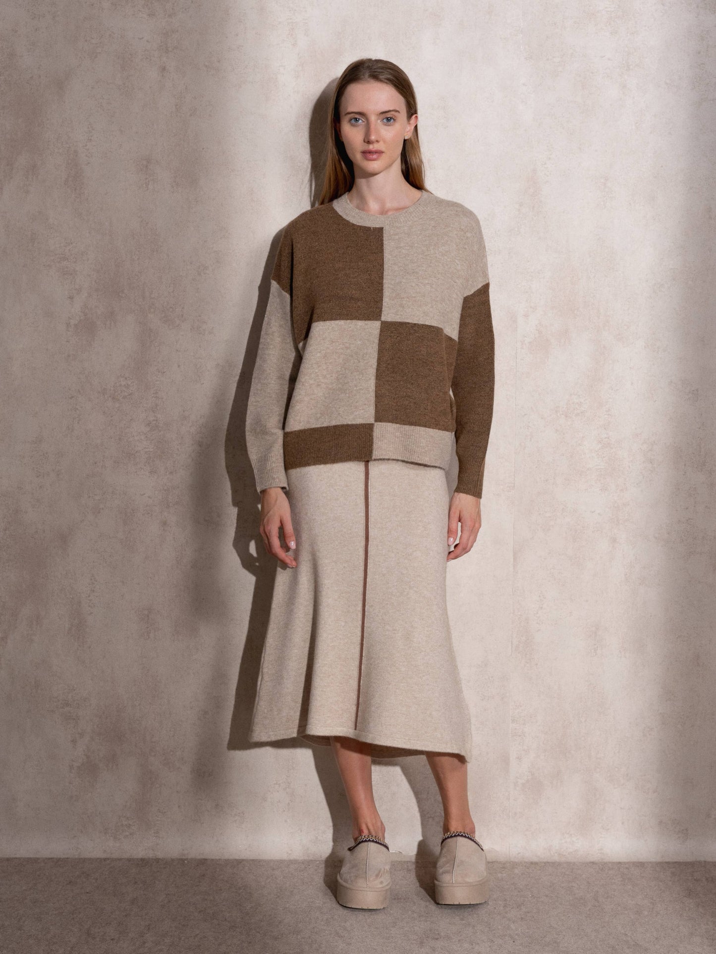 Maglione in maglia a quadri color block