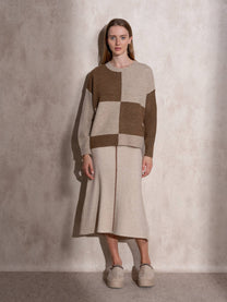 Maglione in maglia a quadri color block